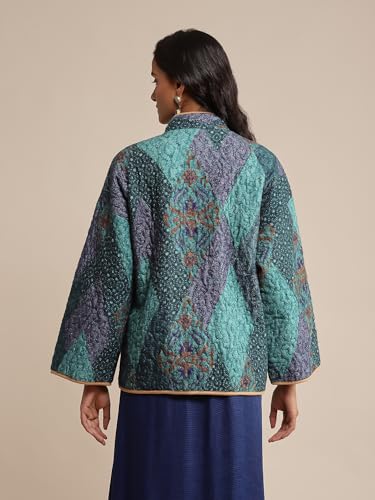 Ritu Kumar Blue Micro Print Quilted Jacket