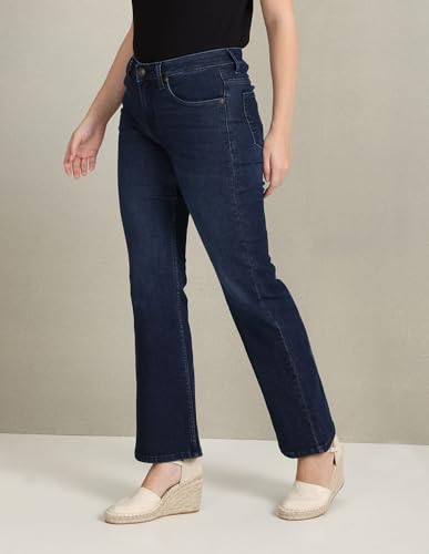 U.S. POLO ASSN. Women's Dark Wash Bootcut Jeans (UWSS23JN020_Blue_32), Mid Rise