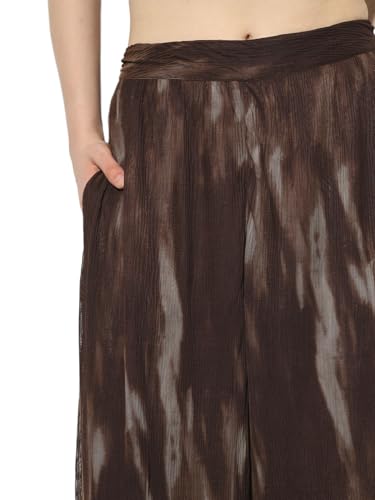 ONLY Women's Abstract Print Regular Fit High-Rise Brown Pants
