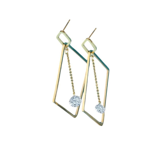 Jiaara Gold toned Anti-tarnish Statement earrings for women (Square pearl drop)