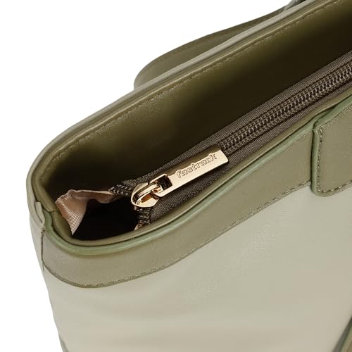 Fastrack Terra Olive Laptop Tote Bag | Faux Leather Tote with 14 Inch Laptop Sleeve | Spacious Zip Closure Handbag with Organizer Pocket & Dual Handles