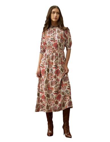 U.S. POLO ASSN. Women's Viscose A-Line Midi Dress (UWAW25DRS191 Multicolor