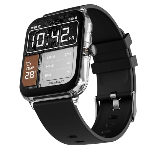 Fire-Boltt Ninja Phantom Smart Watch 1.83” Display, Transparent Clear Body Design, Bluetooth Calling, 120+ Sports Modes, Voice Assistant, AI Outfit Watch Face Smartwatch for Men & Women Shadow Black