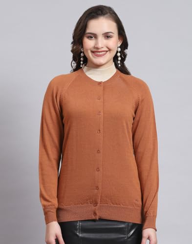 Monte Carlo Womens Pure Wool Solid Sweater (1230708Rn-2457-44, Mid Copper, 3XL)