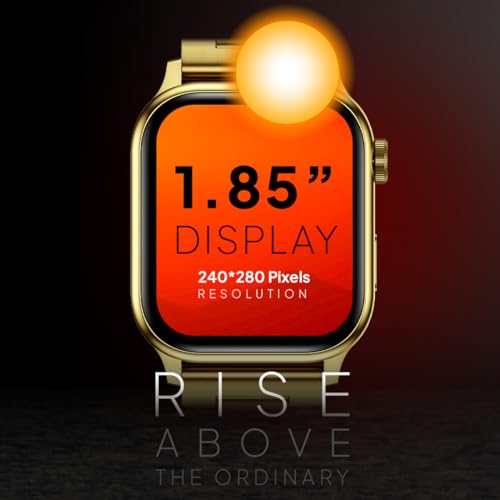 Fire-Boltt Rise Luxe Bluetooth Calling Smart Watch, 1.85”HD Display, AI Outfit Watch Face, 2 Looks in 1 Watch, Extra Straps at ₹99, 120+ Sports Modes, Metal Smartwatch for Men & Women (Gold)