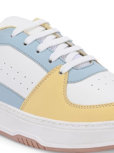 Centrino Women Casual Sneaker | Ultra Soft Cushion | Trendy & Lightweight Design | Low Top Flat Sole | Colorblock Sneakers | White Sneakers Girl Shoes 7612-5