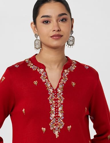BIBA Women YARNDYED Straight Mix and Match(Winter W19975_RED_38)