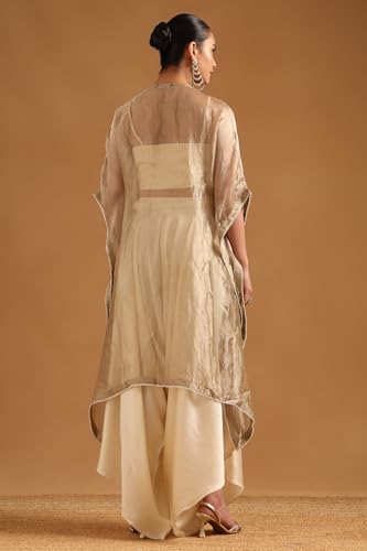 Soch Womens Gold Viscose Botanical Kaftan Suit With Stones And Sequins