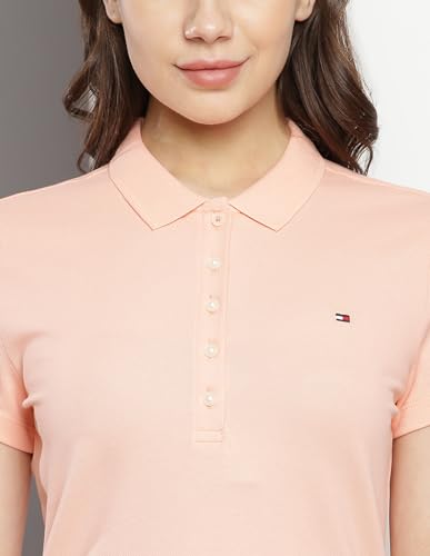 Tommy Hilfiger Women's Cotton T-Shirt Above The Knee Casual Dress (F23HWDR016_Peach