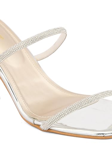 pelle albero Women Silver Embellished Ankle Strap Block Heels Sandals PA-PL-5051_Silver_41