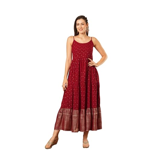 Globus Women Ethnic Dress (GS569423_Maroon_M)