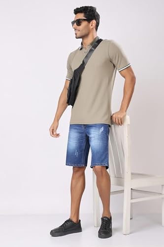 London Hills Denim Shorts for Men | Jeans Shorts for Men Plain Light Blue