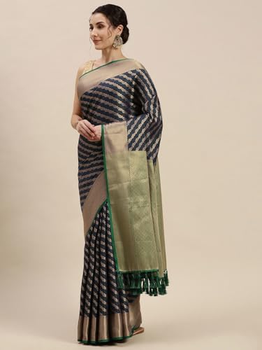 Panzora Women's Banarasi Silk Woven Zari Work Saree With Unstitched Blouse Piece