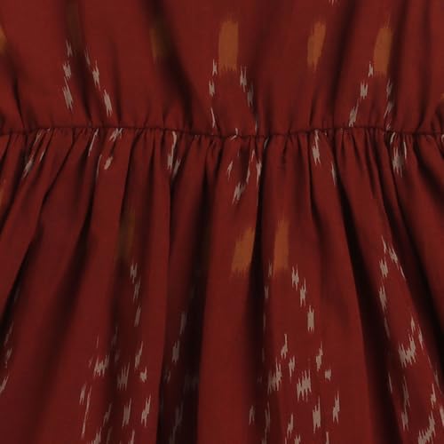 Hopscotch Girls Sleeveless Brown 2-Pc Ikat Sharara Set For Age (9-10 Years)