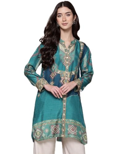 Ritu Kumar Teal Tribal Print Full Sleeve Shirt