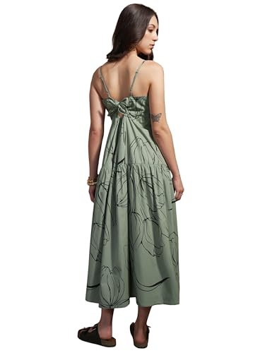 Vishudh Women Sleeveless Tie Neck Dress VVa1000071 Green S