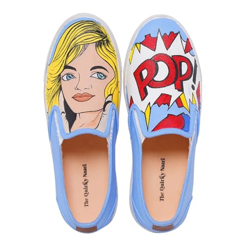 THE QUIRKY NAARI Handpainted Pop Girl Slipons with Burst of Colours | 8 UK Multicolor