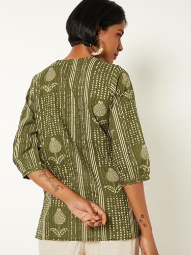 Max Women Printed Short Kurta (Green_M)