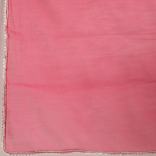 Biba Women Pink Cotton Embroidered Kalidar Suit Set_42