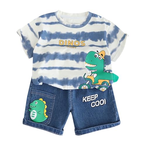 Hopscotch Boys Tie & Dye Print T-shirt Shorts Set In Blue Color For Ages 18-24 Months (YIH-4706140)