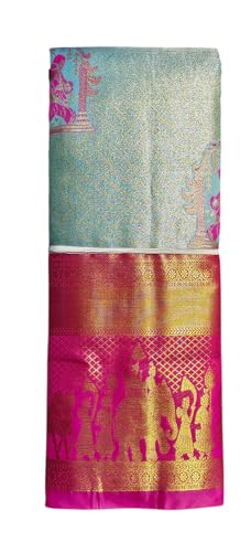 VFCollections Women's Traditional Handloom Kanchipuram Silk Pure Pattu Sarees Royal Wedding Border & Bridal Butta | Rich Zari Woven Design | Bridal Saree | Unstitched Blouse