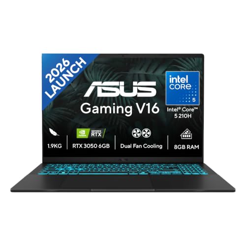 ASUS Gaming V16 (2026),Intel Core 5 210H (i5-14th Gen),RTX 3050-6GB,8GB RAM (Upgradeable),512GB SSD,FHD+,16"(40 cm),144Hz,Windows 11,Matte Black,1.95 Kg,V3607VJ-TK288W,Gaming Laptop