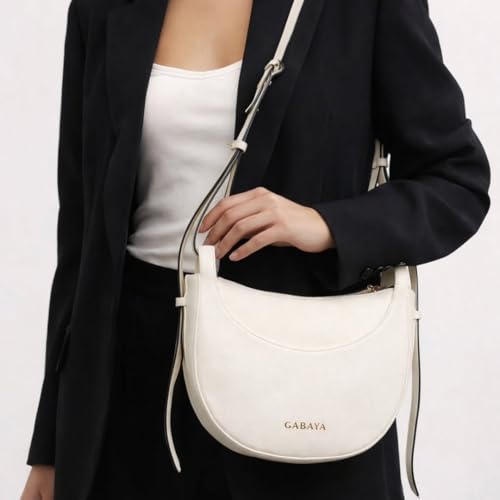GABAYA Selene Vegan Leather Shoulder Bag for Women | Crescent Shape Minimalist Handbag | Adjustable Strap Lightweight Everyday Purse