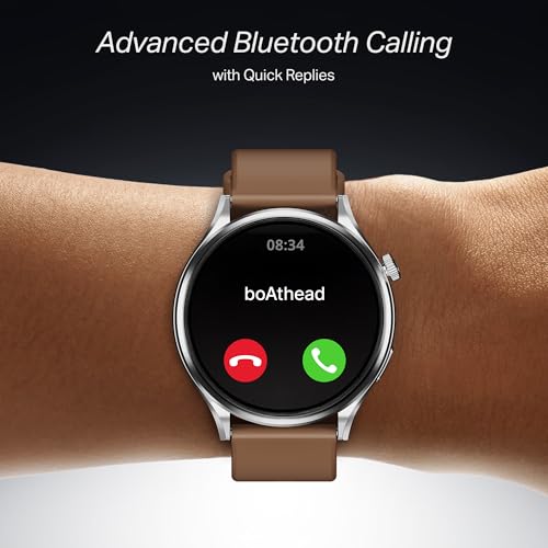 boAt Lunar Discovery Pro, 1.39" Display, Premium Metal Build, Round Dial, Emergency SOS, Functional Crown, Multiple Sports Modes, HR,SpO2 & Sleep Tracking, Smart Watch for Men & Women (Cocoa Brown)