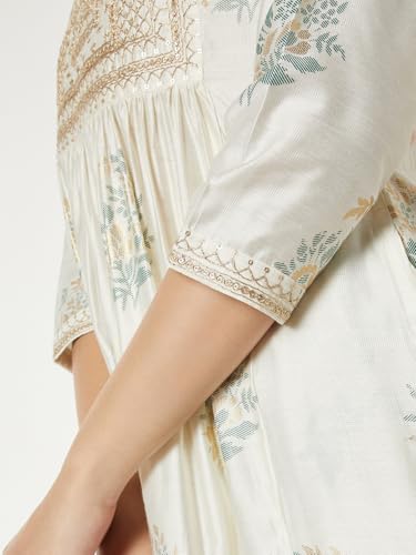 Max Women Printed Straight Kurta Set(White_L)