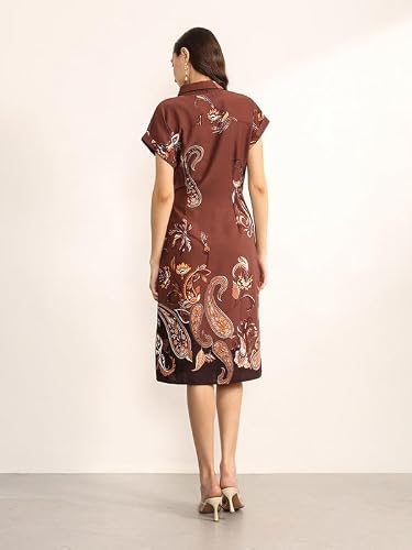 Kazo Women's Memento Midi Dress (Brown XL)