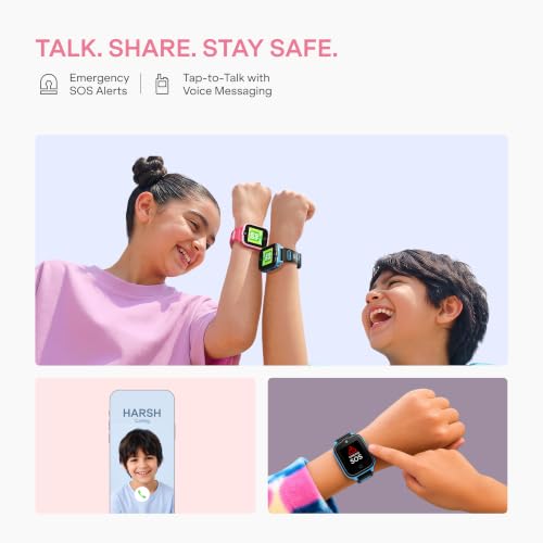 boAt Sailor Nav Kids Smartwatch with 2-Way Video & Voice Calling, Real Time Location Monitoring via Google Maps, Geofencing, 4G SIM Compatible, Parental Control, SOS, Smartwatch for girls (Fairy Pink)