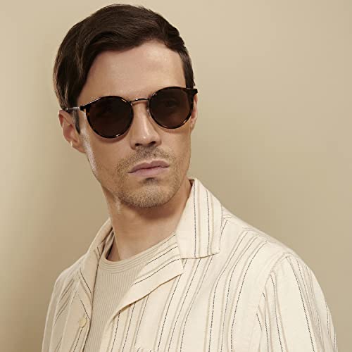 VINCENT CHASE EYEWEAR By Lenskart | Full Rim Round Sunglasses| Polarized And 100% Uv Protected | Men & Women | Medium | Vc S11164 Brown Frame, Brown Lens - Pack Of 1