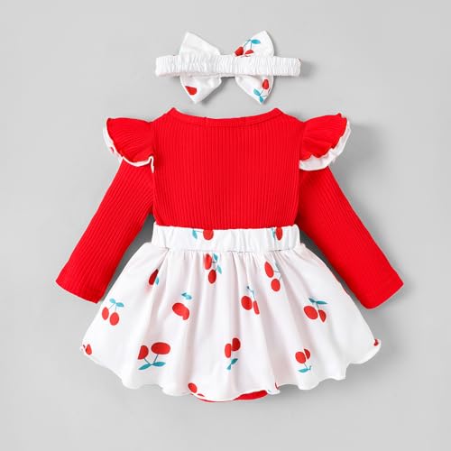 Hopscotch Bow Applique Cherry Print Onesie (3-6 Months)
