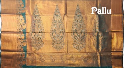 VFCollections Women's Traditional Handloom Kanchipuram Silk Pure Pattu Sarees | Rich Zari Woven Design | Unstitched Blouse (VFC106) (VFC264-3)