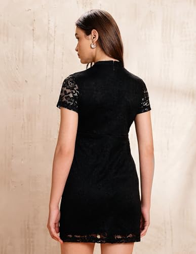 U.S. Polo ASSN._Solid Regular Fit Lace Dress, (UWAW25DRS216_Black_L)