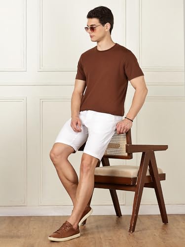 Thomas Scott Men's | Solid | Mid Rise | Light Weight | 100% Cotton | Casual | Chino | Shorts for Men (TSS038_White_30)