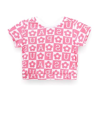 U.S. POLO ASSN. Girls Brand Print Cotton T-Shirt Pink