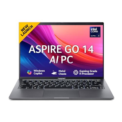 acer Aspire Go 14, Intel Core Ultra 5 125H (14th Gen),16GB DDR5 RAM/1TB SSD, WUXGA IPS, 14.0"/35.56 cm, Win 11, MS Office, Steel Gray, 1.5 kg, AG14-71M,Backlit Keyboard, AI Powered Premium Laptop