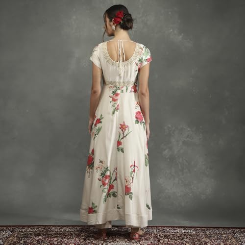 BIBA Women's Silk Chanderi Kurta Sets (CKD10748AW24CRM_Neutral