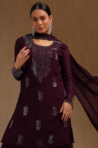 Soch Women's Georgette Salwar Suit Set (AC-EWA5CD22383_Wine
