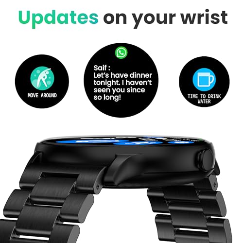 GOBOULT Dire Smartwatch: 1.38'' 2.5D Curved HD Display, BT Calling, 500 Nits Brightness, IP67, 250+ Watchfaces, 120+ Sports Modes, AI Voice Assistant, SpO2 Monitoring (Jet Black)