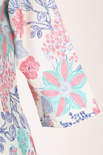 W for Woman White Floral Printed Pure Cotton Flared Kurta with Trousers Set - (WS14520K-128160-XS)