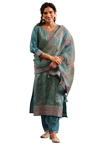 Libas Art Woven Design Silk blend Straight Kurta set for Women (49786AS)