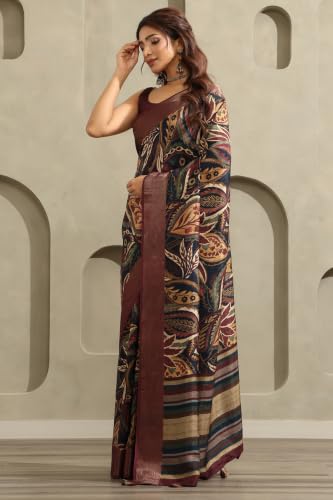 Soch Womens Multicolour Viscose Botanical Printed Saree