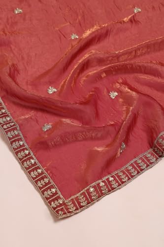 Soch Womens Onion Pink Fendi Embroidered Suit Set With Sequins