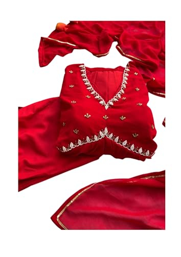 MBL Handcrafted Heavy Georgette Anarkali Gown (L-40, Leo red)