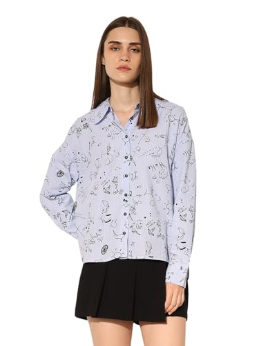 ONLY Women's Regular Fit Blue Shirt