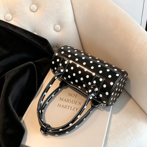 PALAY® Polka Dot Crossbody Bag Glossy Round Boston Mini Bucket Purse