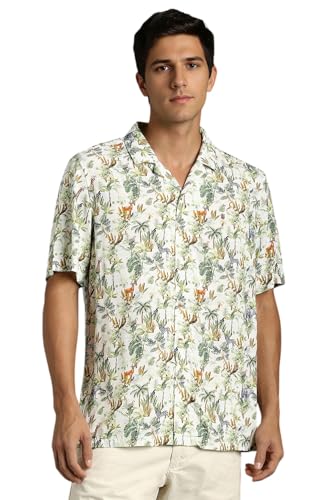 Louis Philippe Men Green Print Half Sleeves Casual Shirt