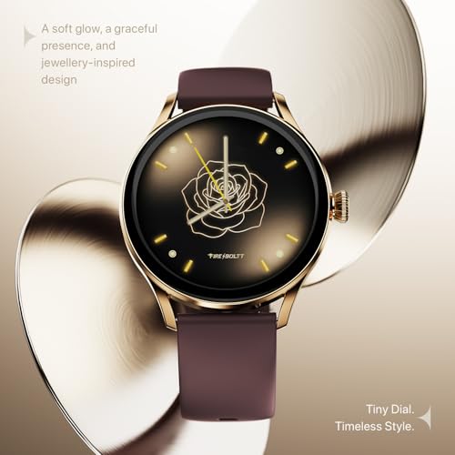 Fire-Boltt Glitz Women Smart Watch with 1.19” AMOLED Display, Bluetooth Calling, Rotating Crown, Always On Display, 1000 Nits Brightness, IP68 Waterproof Mocha Brown